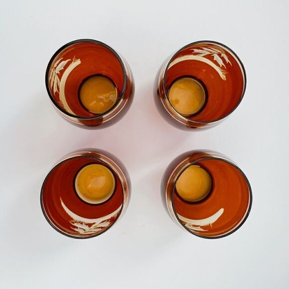 Vintage Bohemian Czech Etched Tree Glasses - Picture 3 of 9